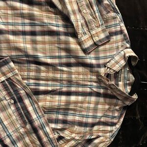 Eddie Bauer Blue and Red Dress Shirt Classic Design